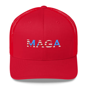 MAGA RED WHITE AND BLUE HAT